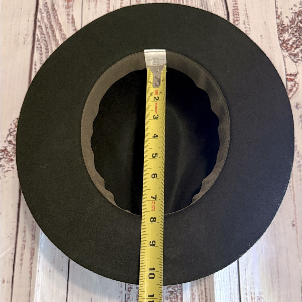 Dark Olive Wool Wide Brimmed Fedora Hat - Picture 8 of 13